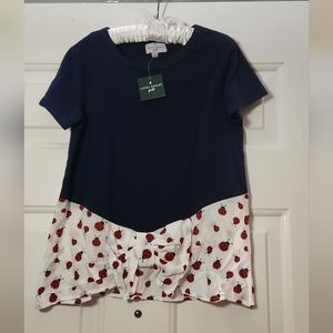 Laura Ashley Ladybug Blouse Size L